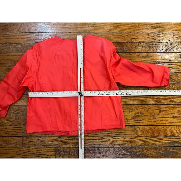 Lafayette 148 New York Women Orange Leather Jacket LIGTHWEIGTH size M NWOT - Picture 5 of 5